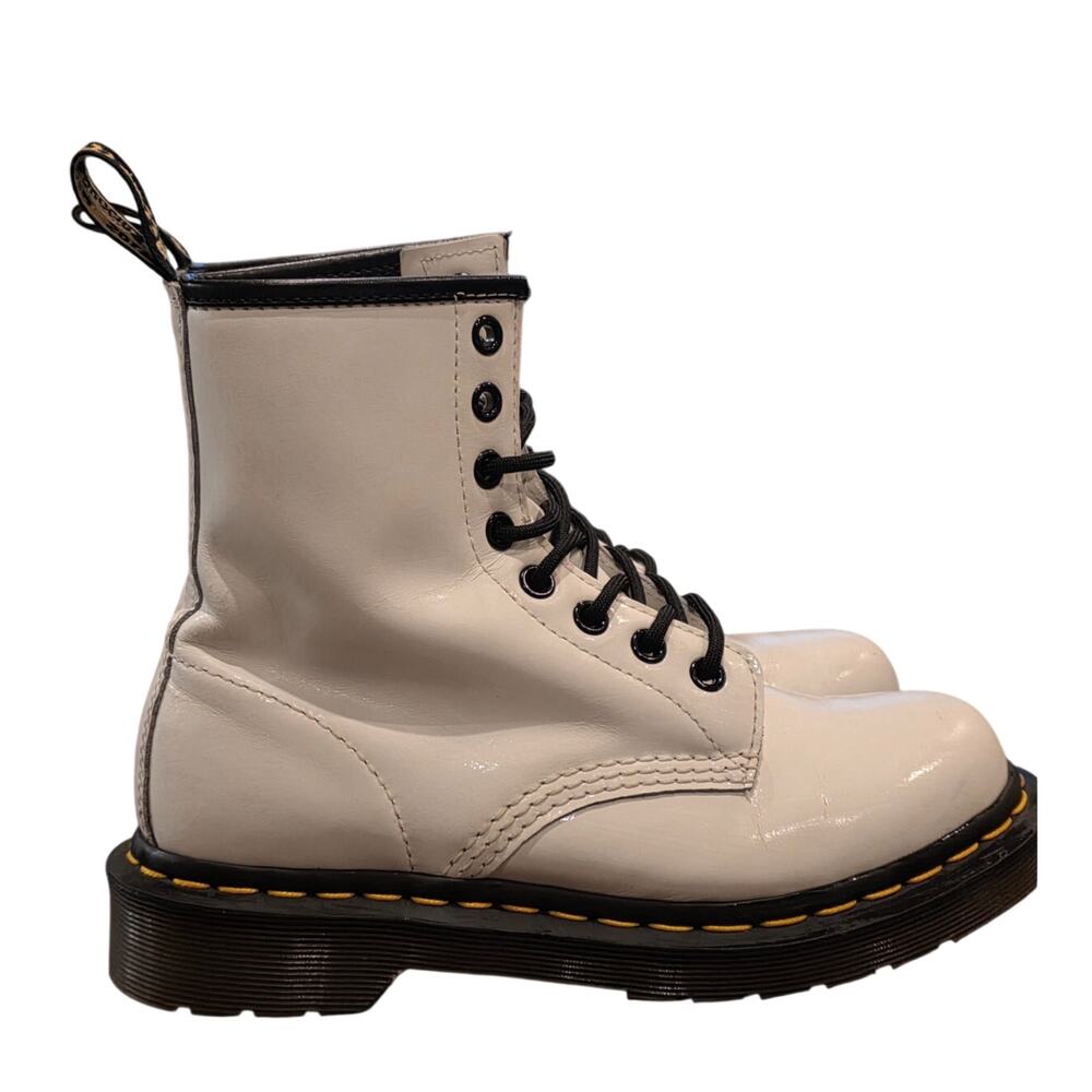 Dr. Martens 1460 Patent Leather White Combat Boots Women’s Size 8 Lace Up EU 39